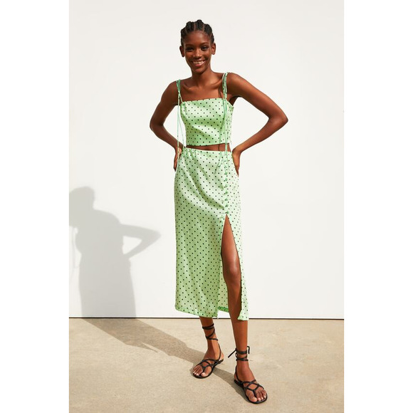 Zara Polka Dot Crop Top Mint Green Size S - Picture 5 of 12